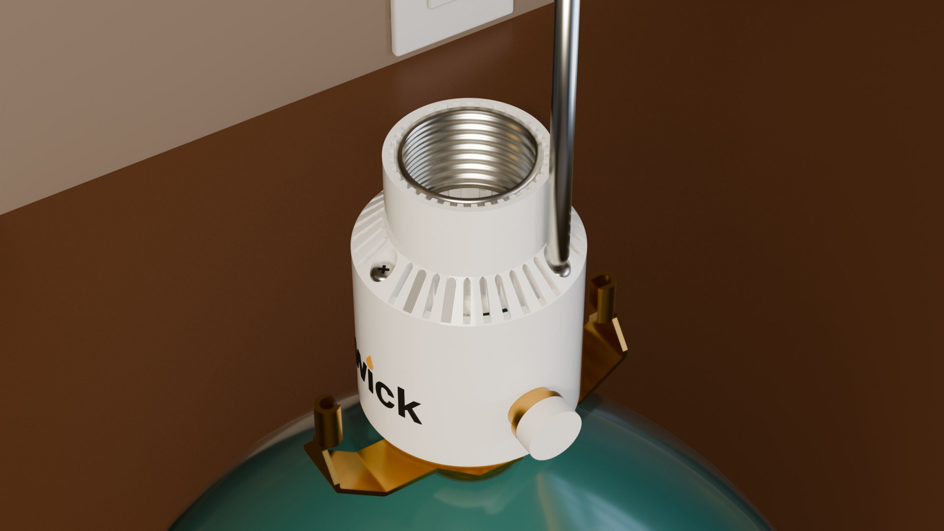 wick's head back on the base, a screwdriver driving one of the three screws in the shoulder